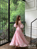 JuneEleven Pink floral long skirt set