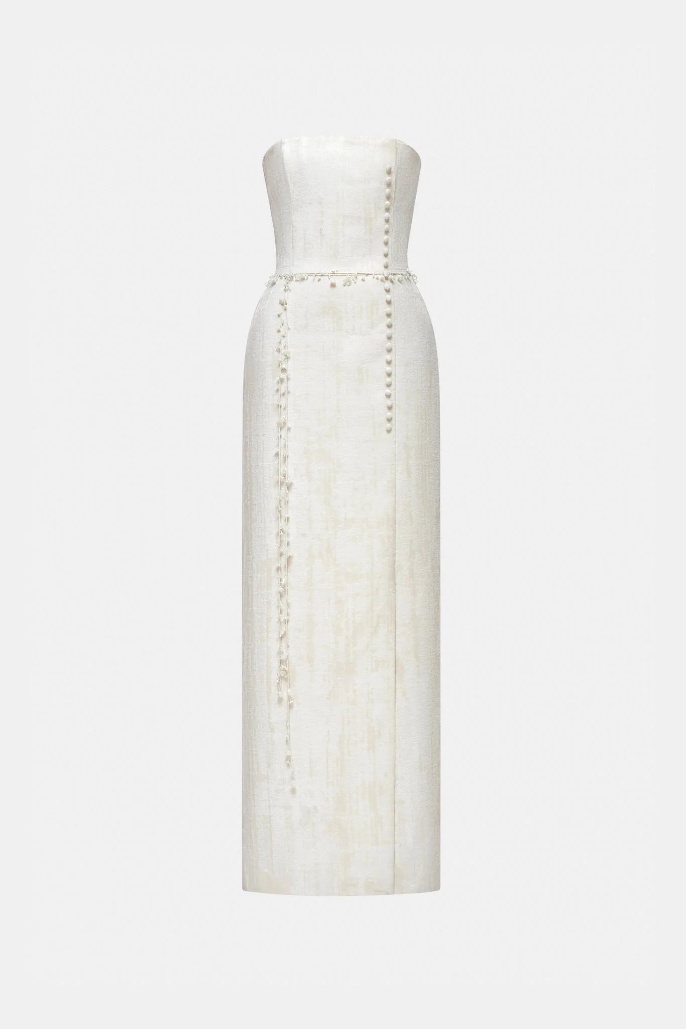 Montsand Ivory Brocade Strapless Dress