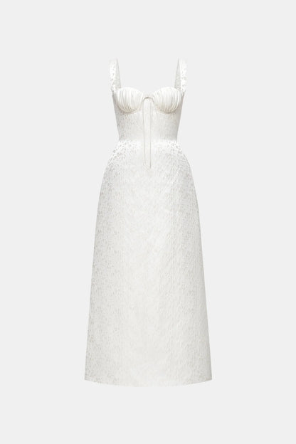 Montsand Ivory Floral Bustier Midi Dress