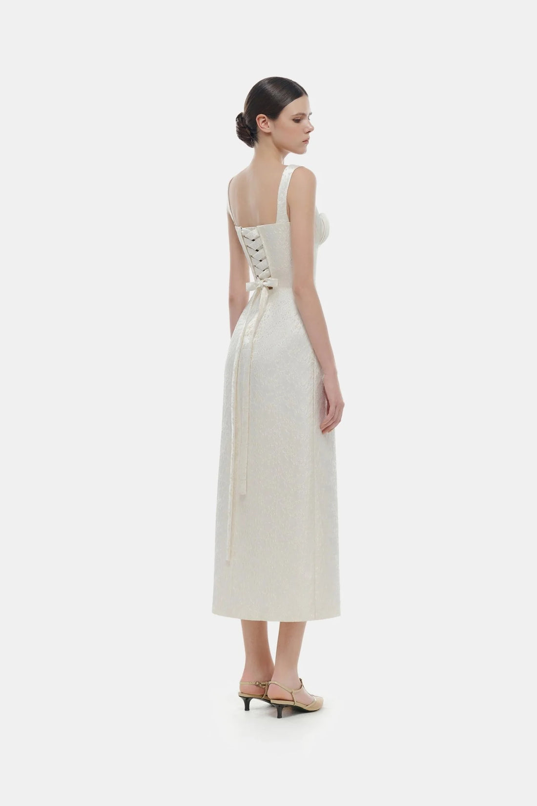 Montsand Ivory Floral Bustier Midi Dress