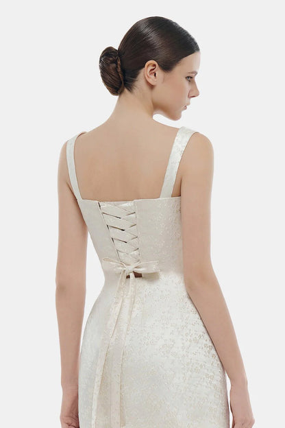 Montsand Ivory Floral Bustier Midi Dress