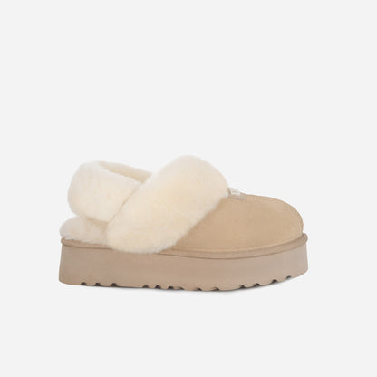 OZLANA UGG OZ3005 CLASSIC COQUETTE LOGO PLATFORM SLIPPER (DETACHABLE FEATURE)