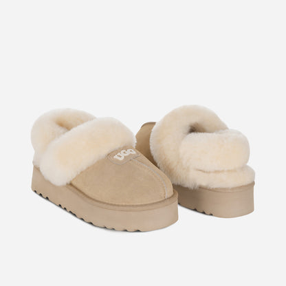 OZLANA UGG OZ3005 CLASSIC COQUETTE LOGO PLATFORM SLIPPER (DETACHABLE FEATURE)