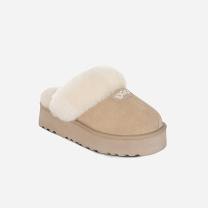 OZLANA UGG OZ3005 CLASSIC COQUETTE LOGO PLATFORM SLIPPER (DETACHABLE FEATURE)
