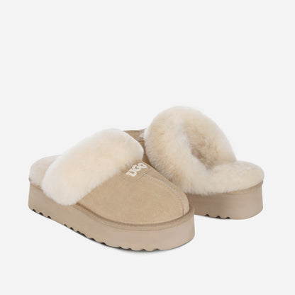 OZLANA UGG OZ3005 CLASSIC COQUETTE LOGO PLATFORM SLIPPER (DETACHABLE FEATURE)