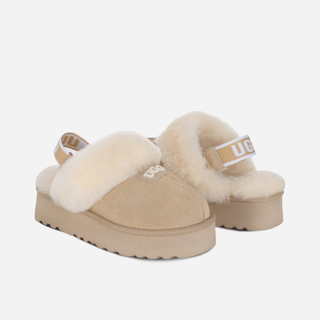 OZLANA UGG OZ3005 CLASSIC COQUETTE LOGO PLATFORM SLIPPER (DETACHABLE FEATURE)