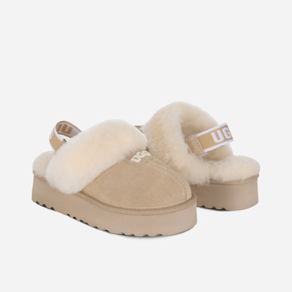 OZLANA UGG OZ3005 CLASSIC COQUETTE LOGO PLATFORM SLIPPER (DETACHABLE FEATURE)