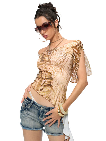 JYOSEI Snake pattern off-shoulder top