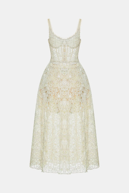 Montsand Mint Flower Lace Maxi Dress