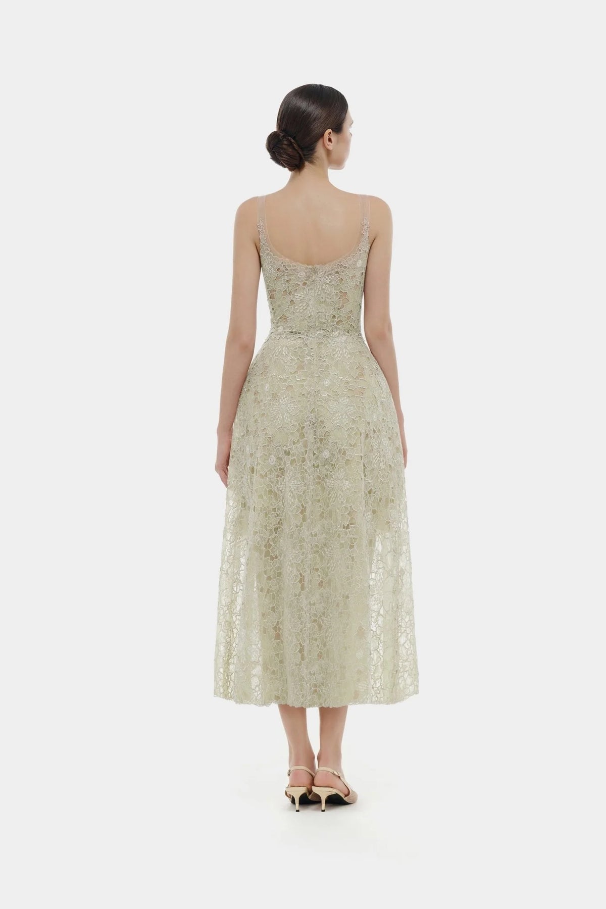 Montsand Mint Flower Lace Midi Dress
