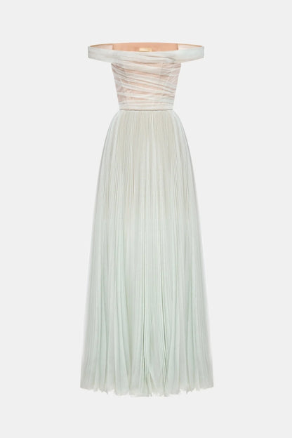Montsand Mint Off-shoulder Maxi Dress