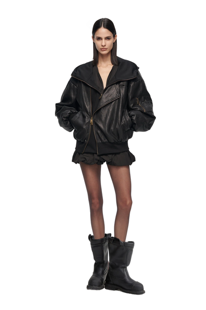 YJ1NGZYZJ  OVERSIZED LEATHER BOMBER JACKET