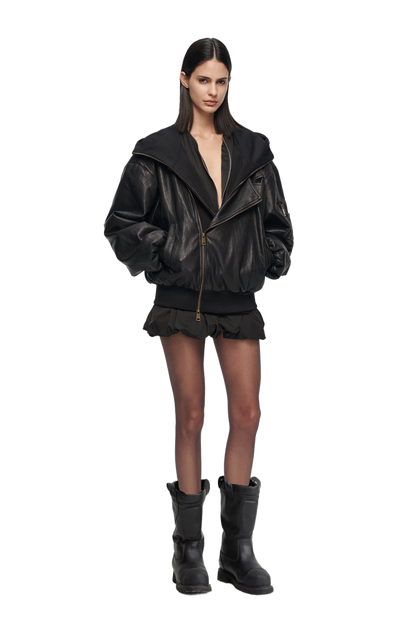 YJ1NGZYZJ  OVERSIZED LEATHER BOMBER JACKET