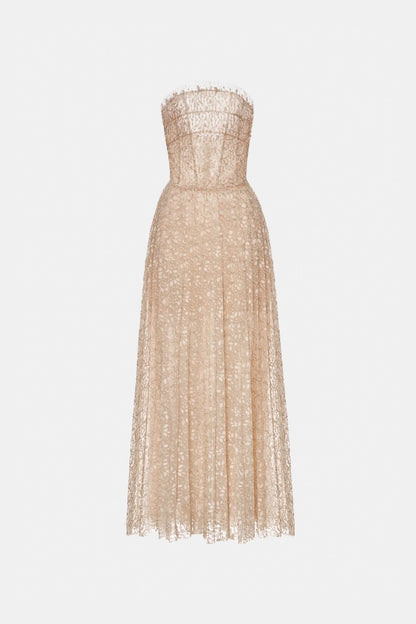 Montsand Pastel Crystal Beaded Maxi Dress