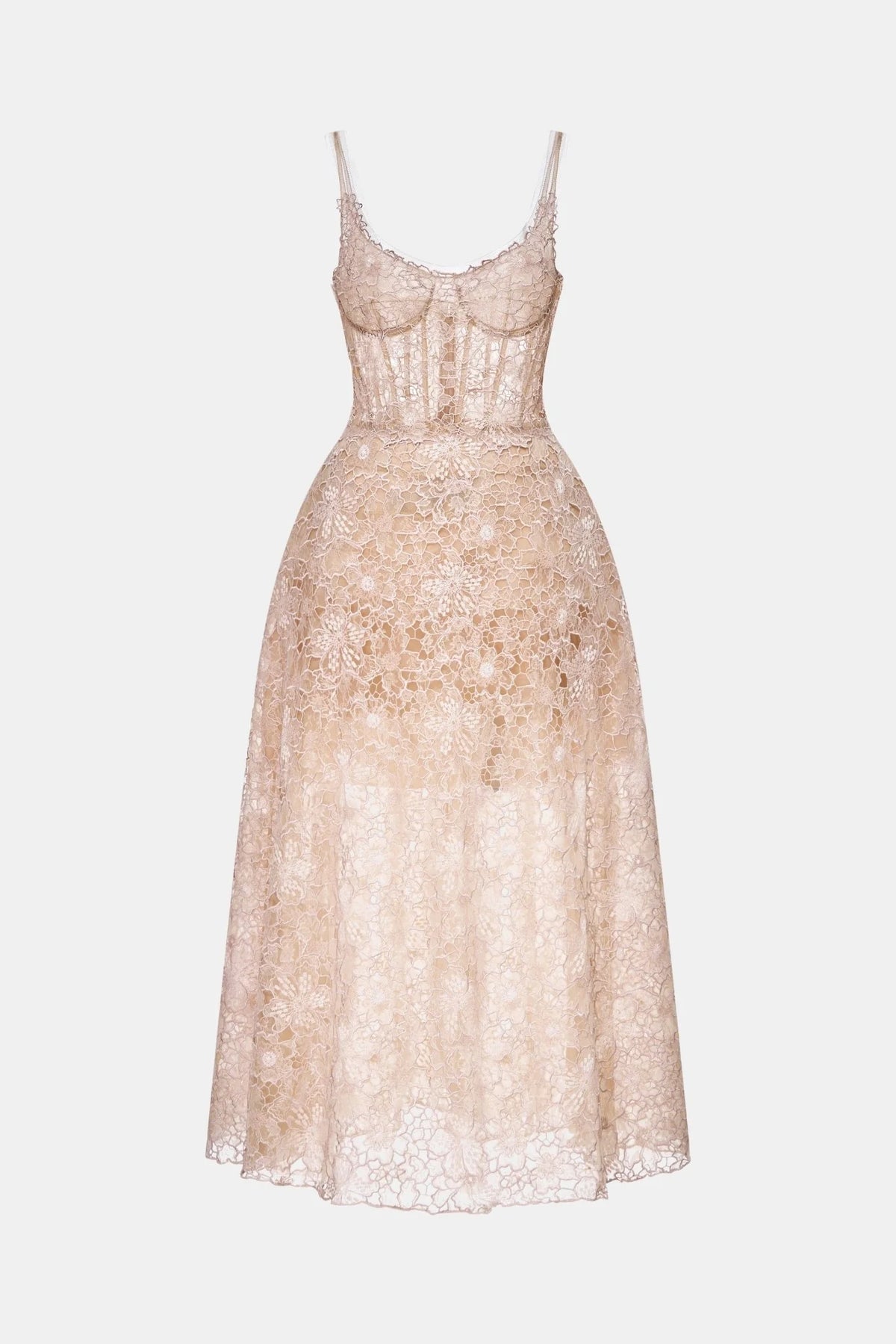 Montsand Pink Flower Lace Maxi Dress