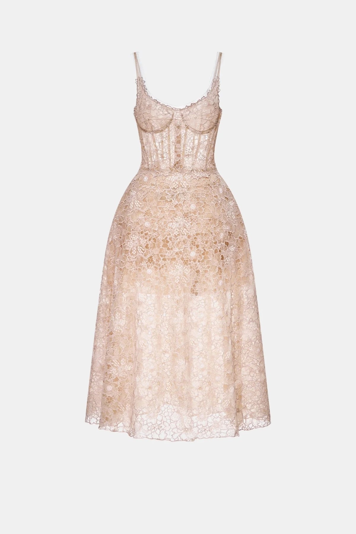 Montsand Pink Flower Lace Midi Dress