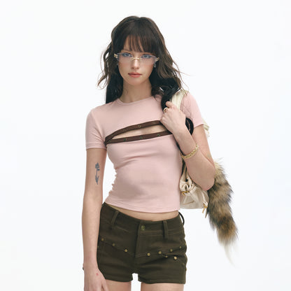 Serene Ease American retro contrasting T-shirt