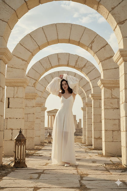 Crow Crew Off-shoulder puff sleeve maxi dress