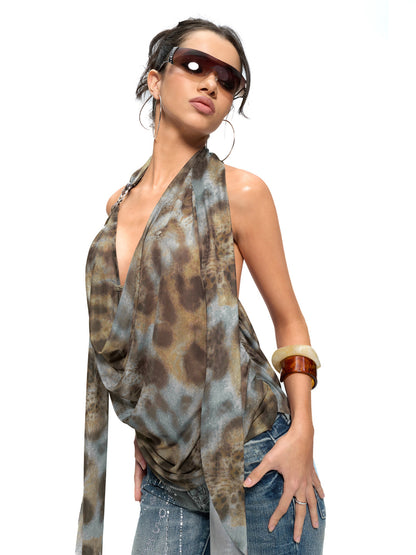 JYOSEI Leopard print neck hanging top