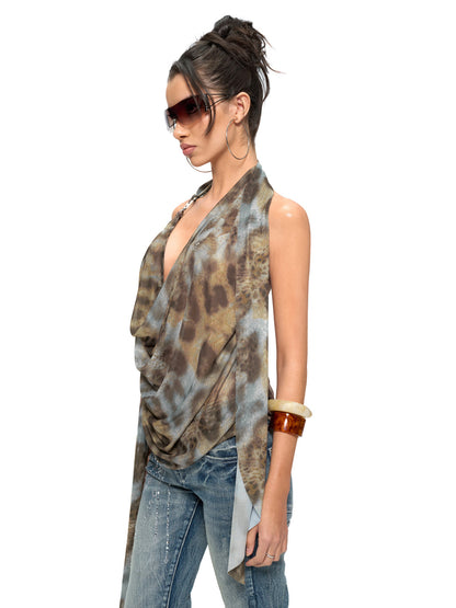 JYOSEI Leopard print neck hanging top