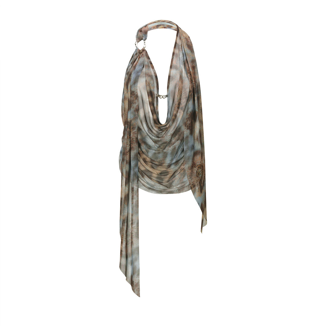 JYOSEI Leopard print neck hanging top