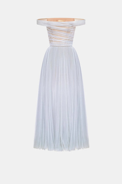 Montsand Violet Off-shoulder Midi Dress