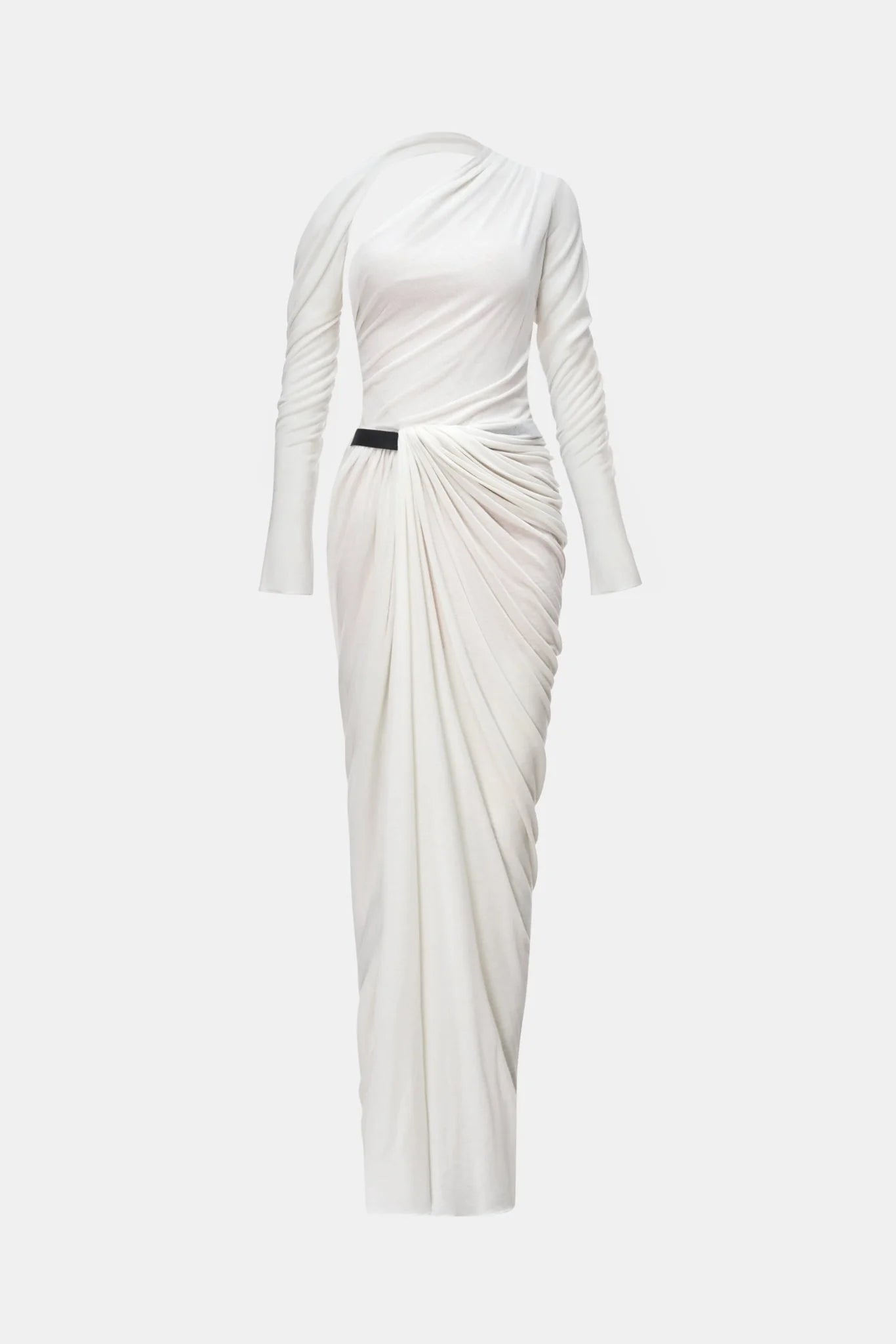 Montsand White draped Asymmetric Maxi Dress