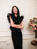 Masion Wester Black Knitted Organza Lace Dress
