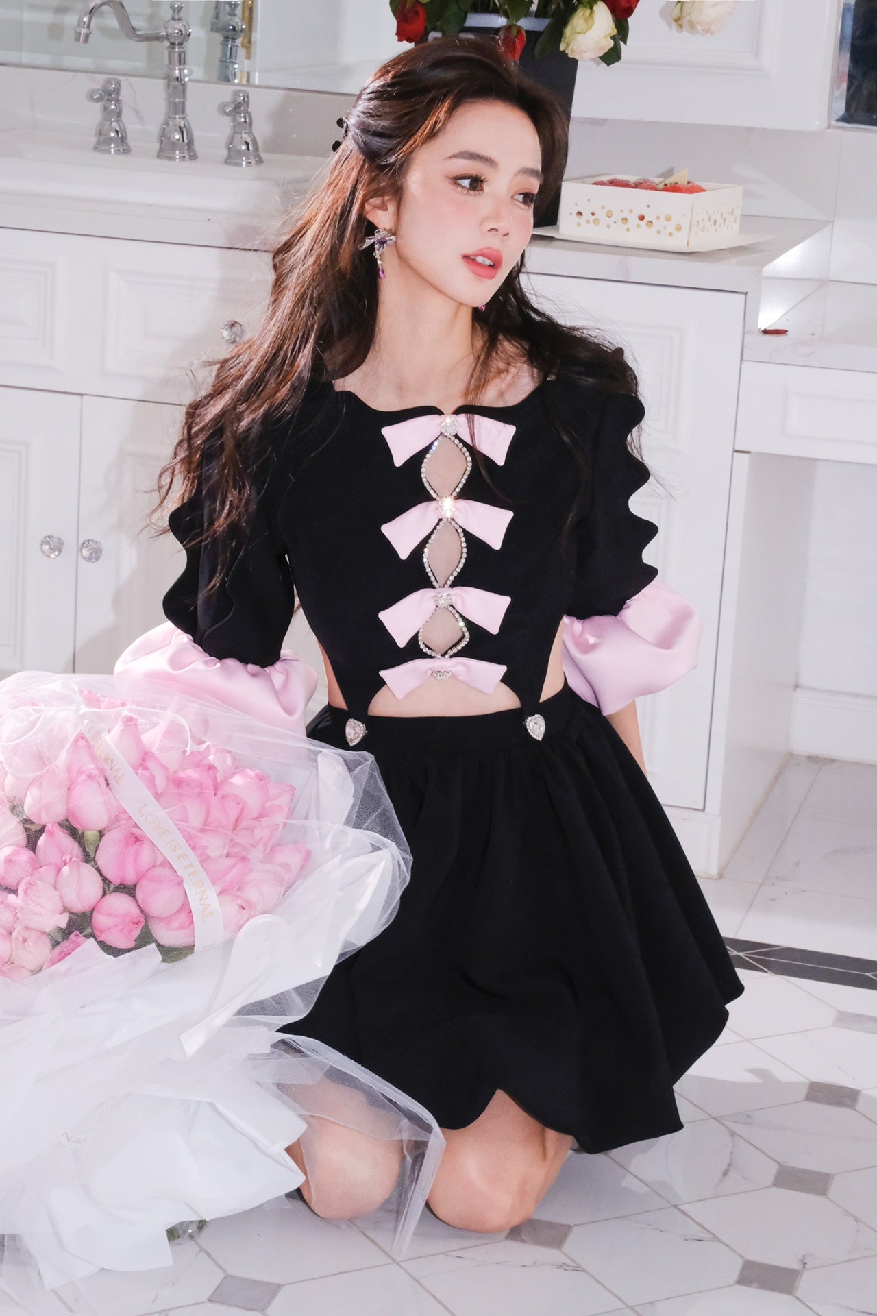 Masion Wester Hollow Out Bow Dress