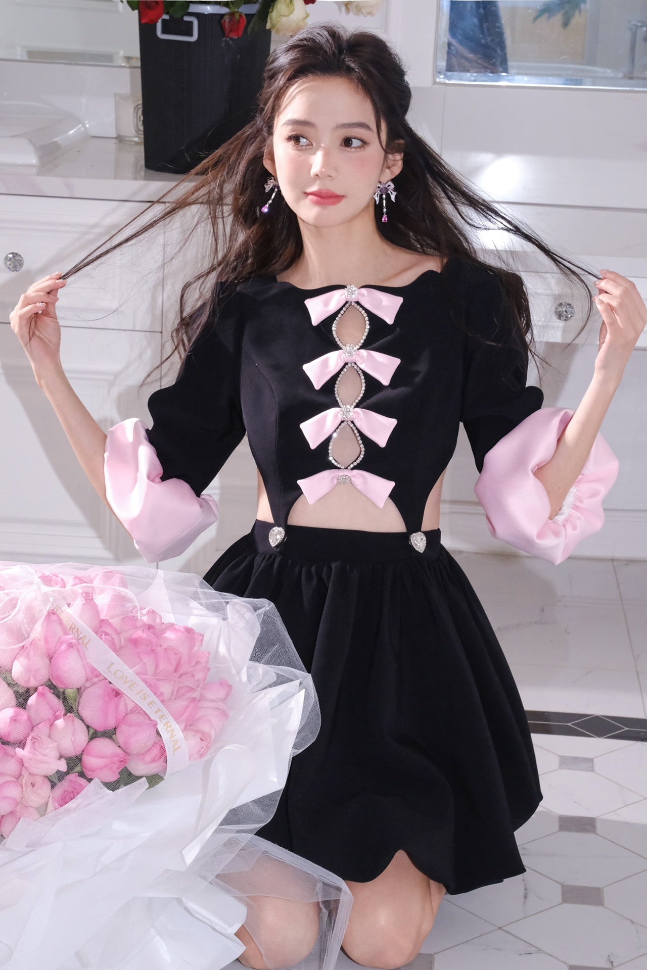 Masion Wester Hollow Out Bow Dress