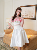 Masion Wester White Iris Embroidered Beaded Dress