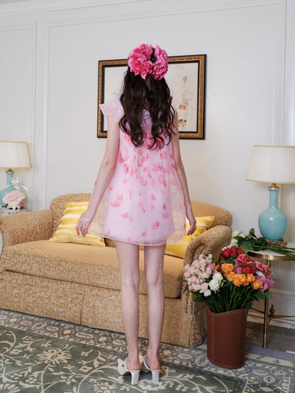 Masion Wester Pink Printed Ruffled Dress