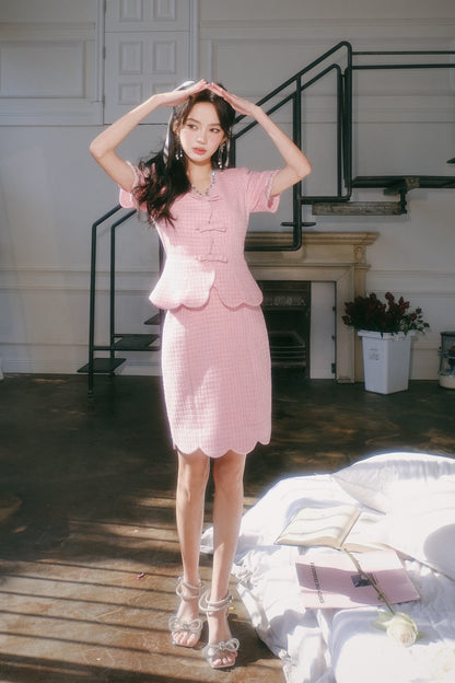 Masion Wester Pink Wave Edge Top&amp; Skirt