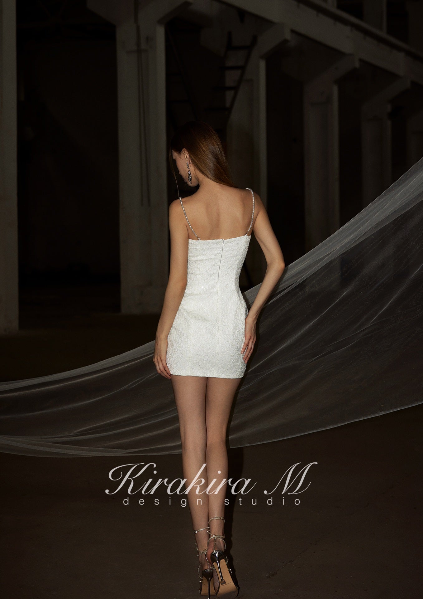 Kirakira.M white lace sparkling dress(Without headscarf)