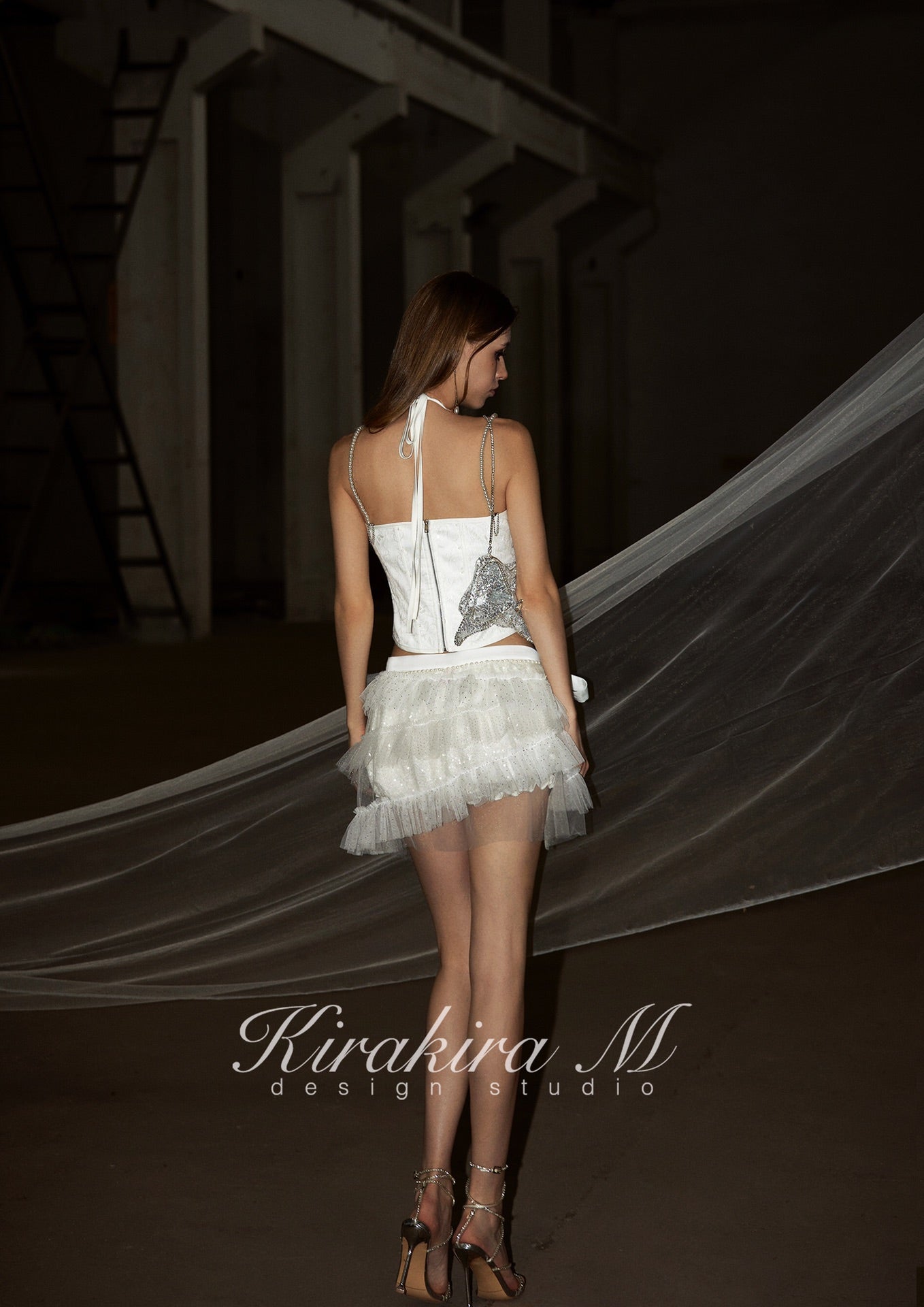 Kirakira.M pearl white lace strap OR skirt