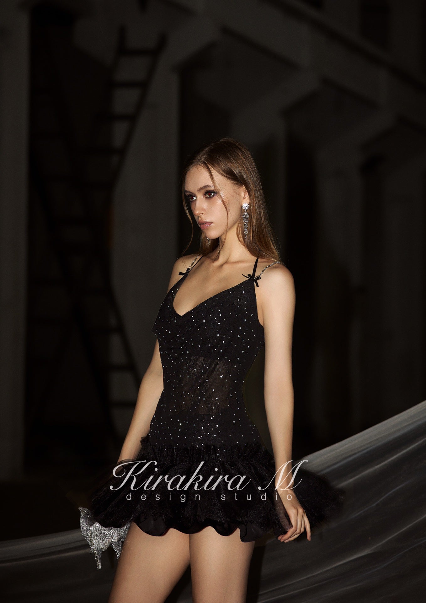 Kirakira.M Black Diamond Star Dress Set