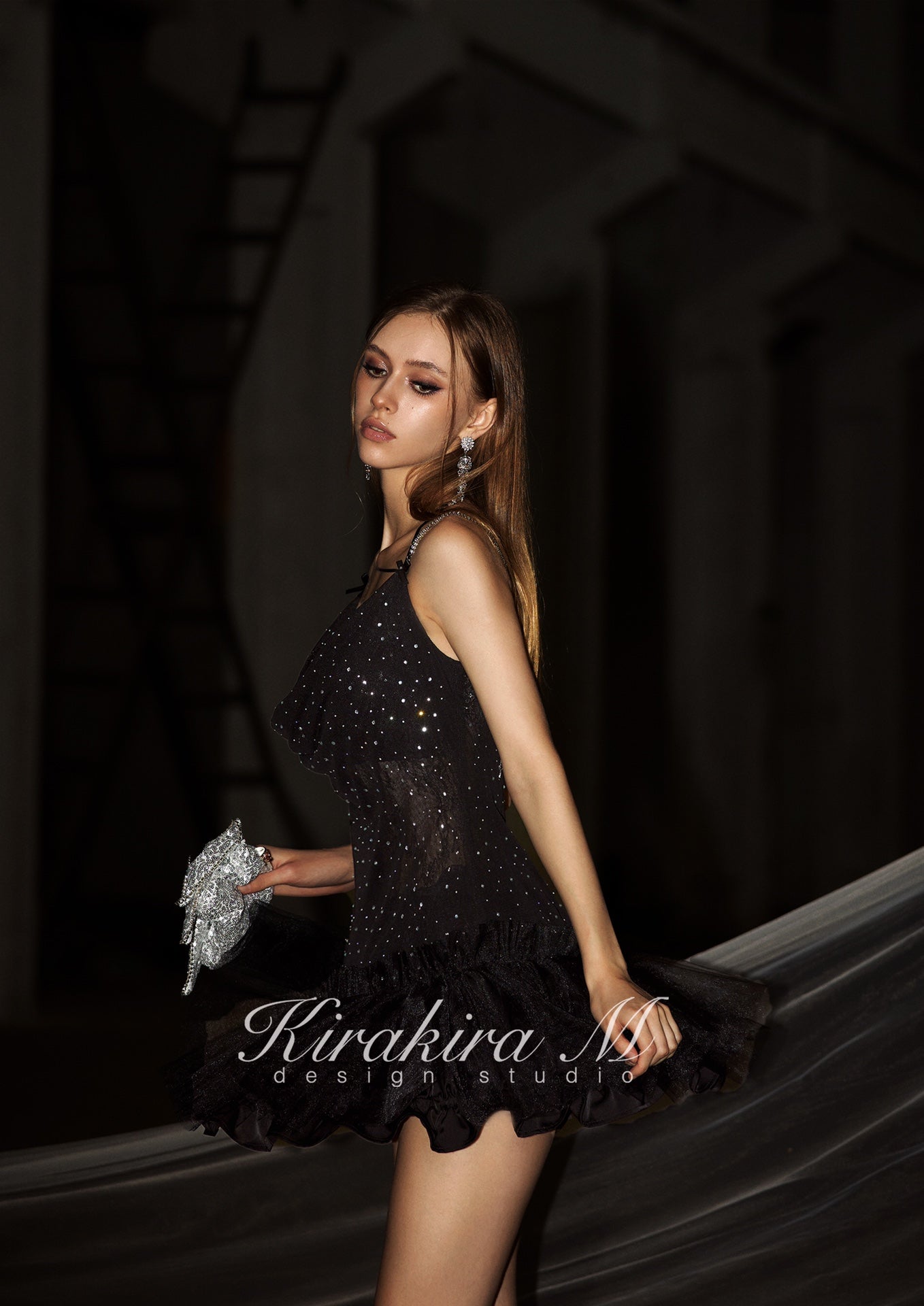 short black diamond dress Black Rhinestone Sheer Short Dress