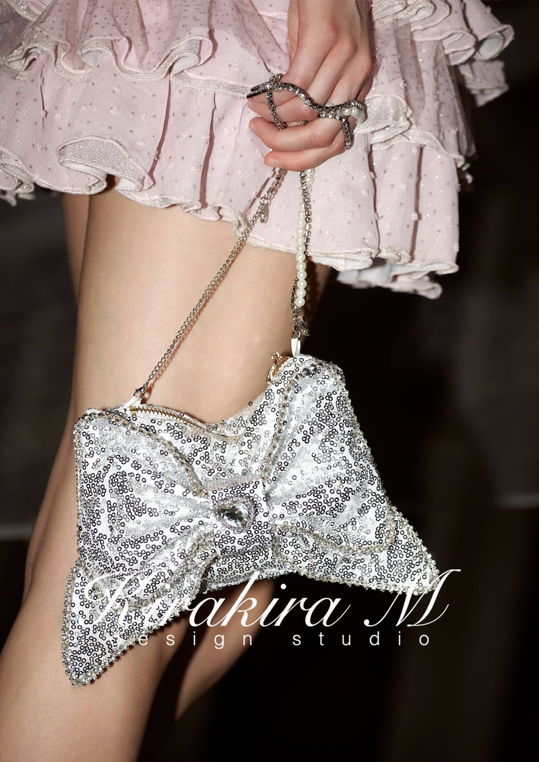 Kirakira.M Bow knot bag silver