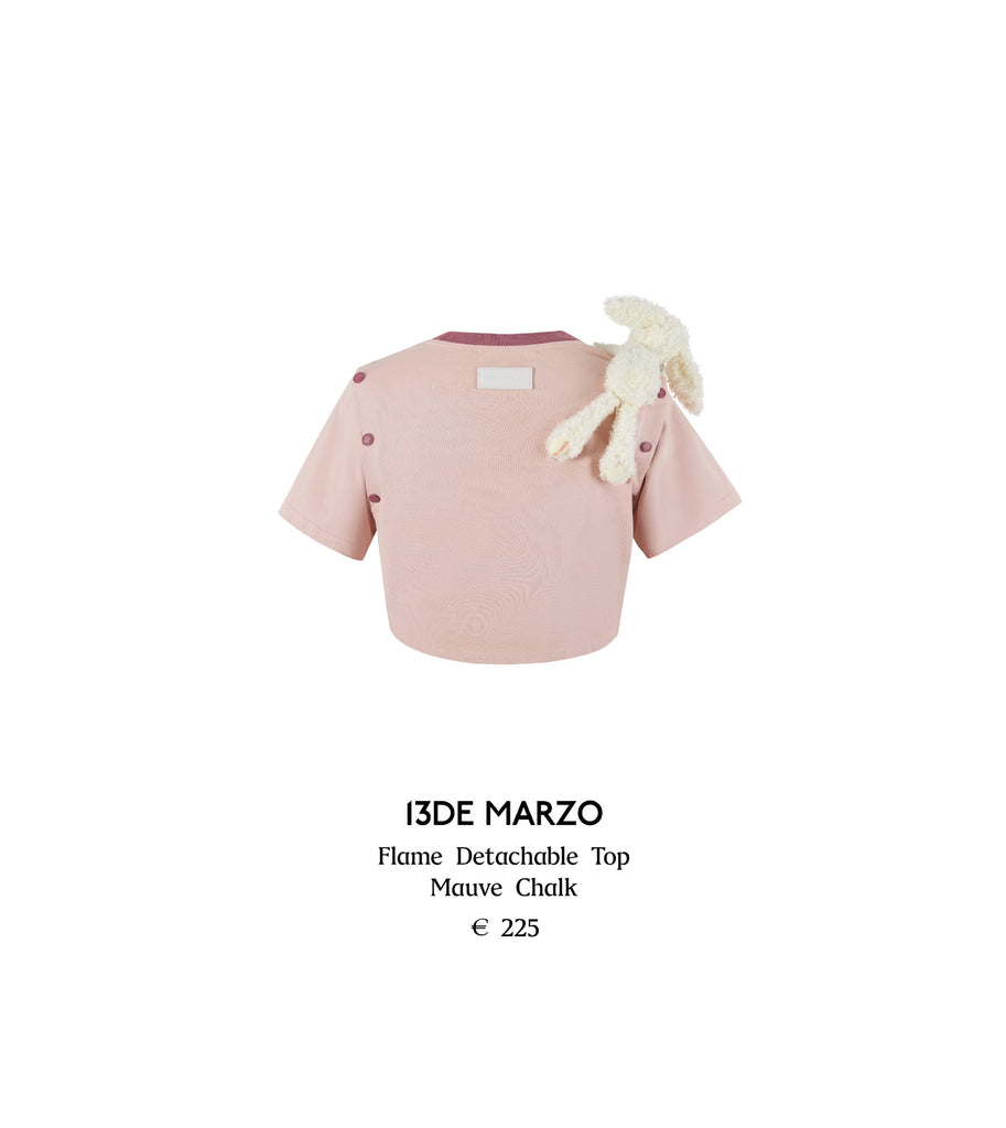 13DE MARZO Doll Flame Embroidery Logo Slim Fit Tee