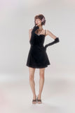 Aone By Wong Velvet neckline pleated dress