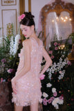 Wardrobes by chen Embroidered pearl sequin suspender dress