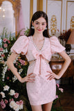 Wardrobes by chen Diamond bubble sleeved V-neck dress
