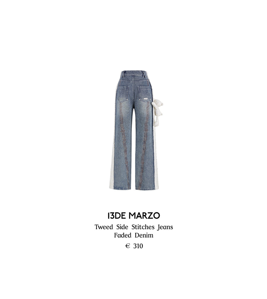 13DE MARZO Tweed Side Stitches Jeans