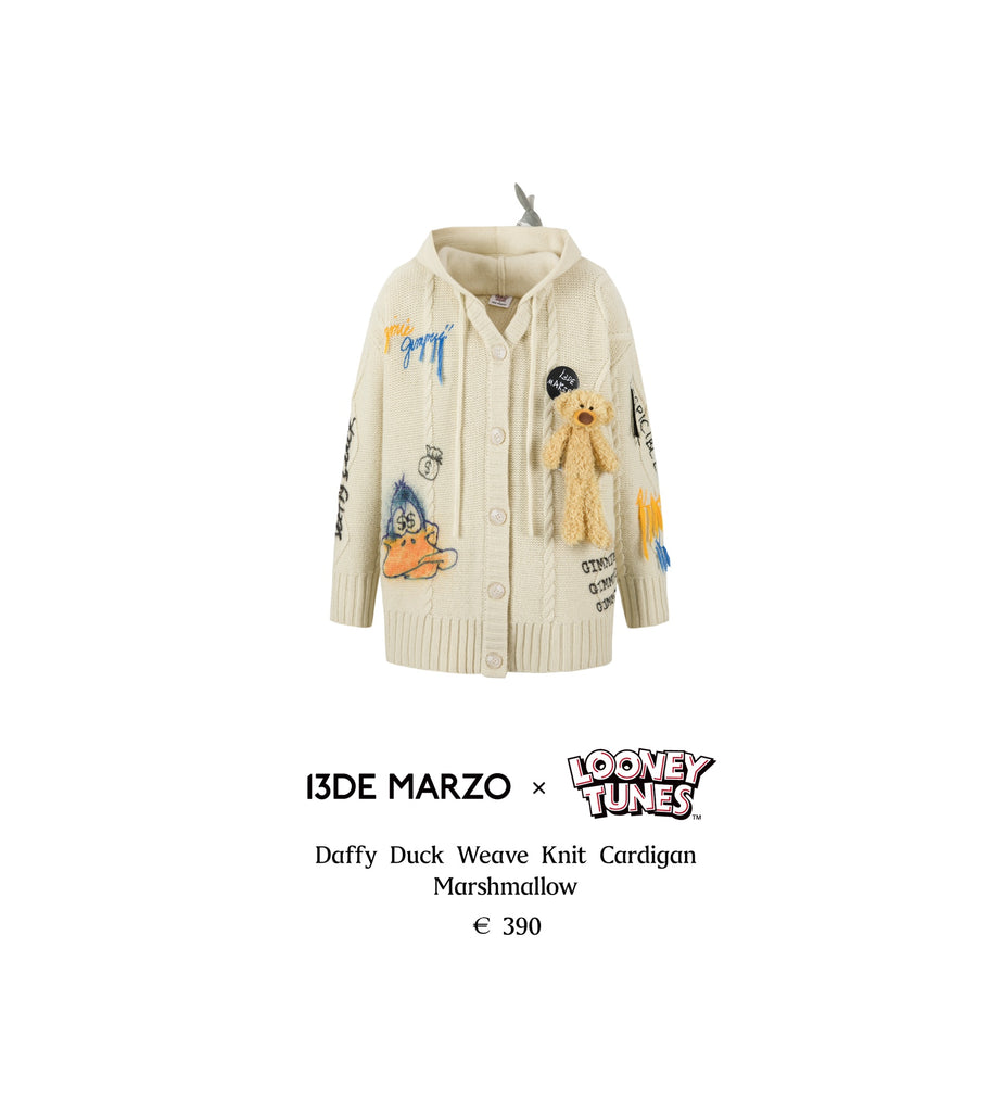 13DE MARZO Daffy Duck Weave Knit Cardigan