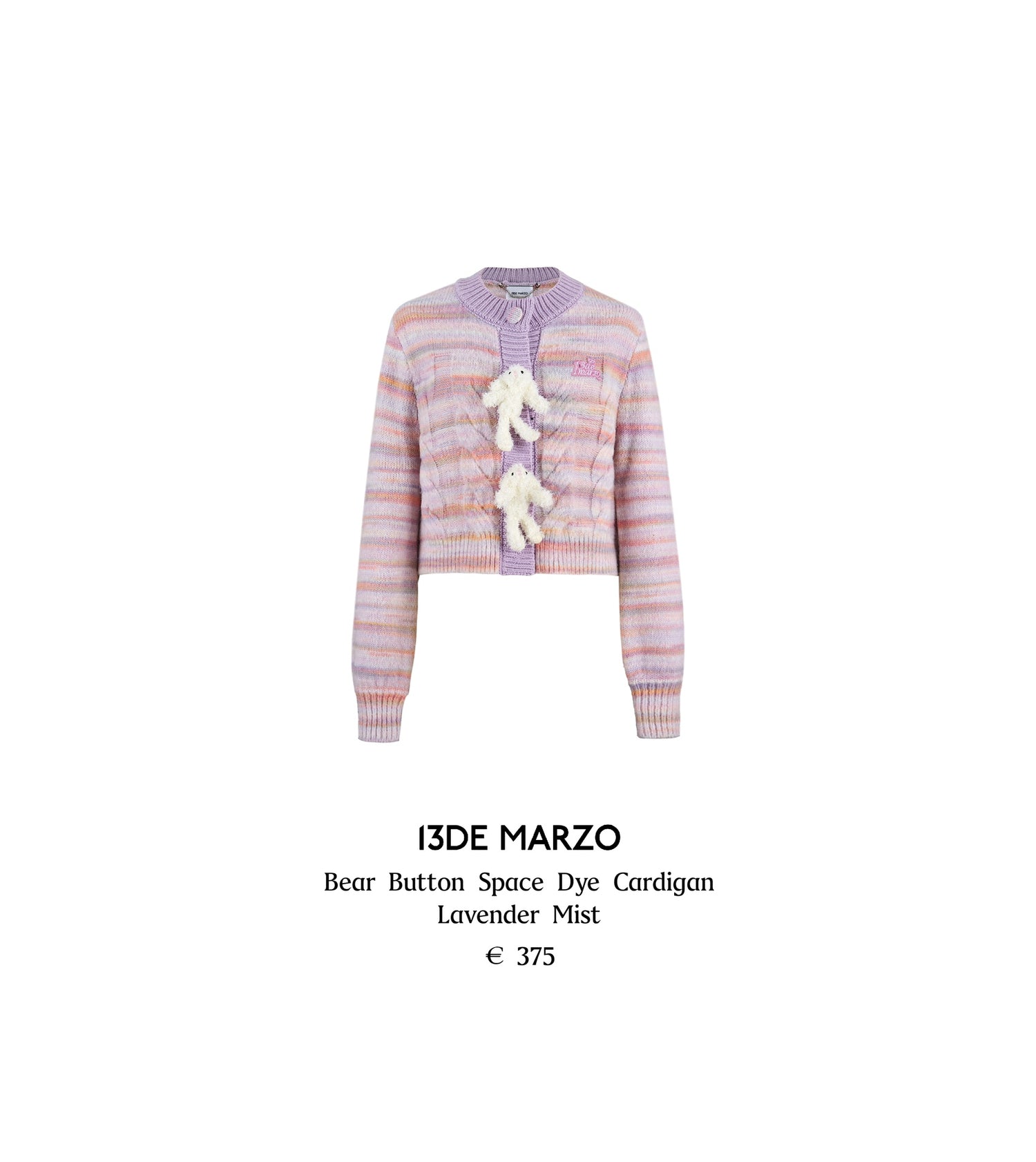 13DE MARZO Bear Button Space Dye Cardigan