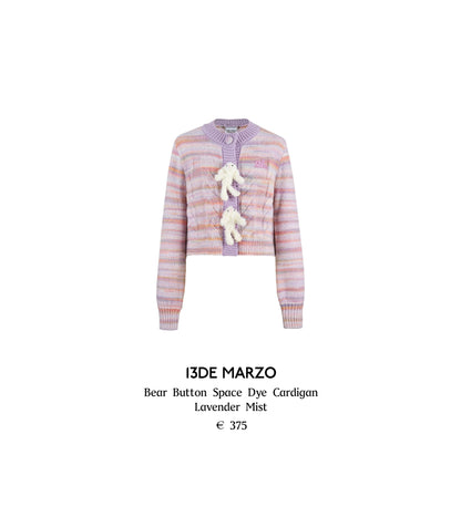 13DE MARZO Bear Button Space Dye Cardigan