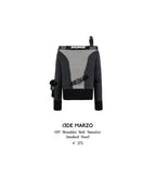 13DE MARZO Off Shoulder Belt Sweater