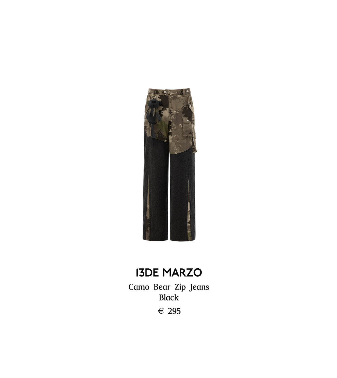 13DE MARZO Camo Bear Zip Jeans