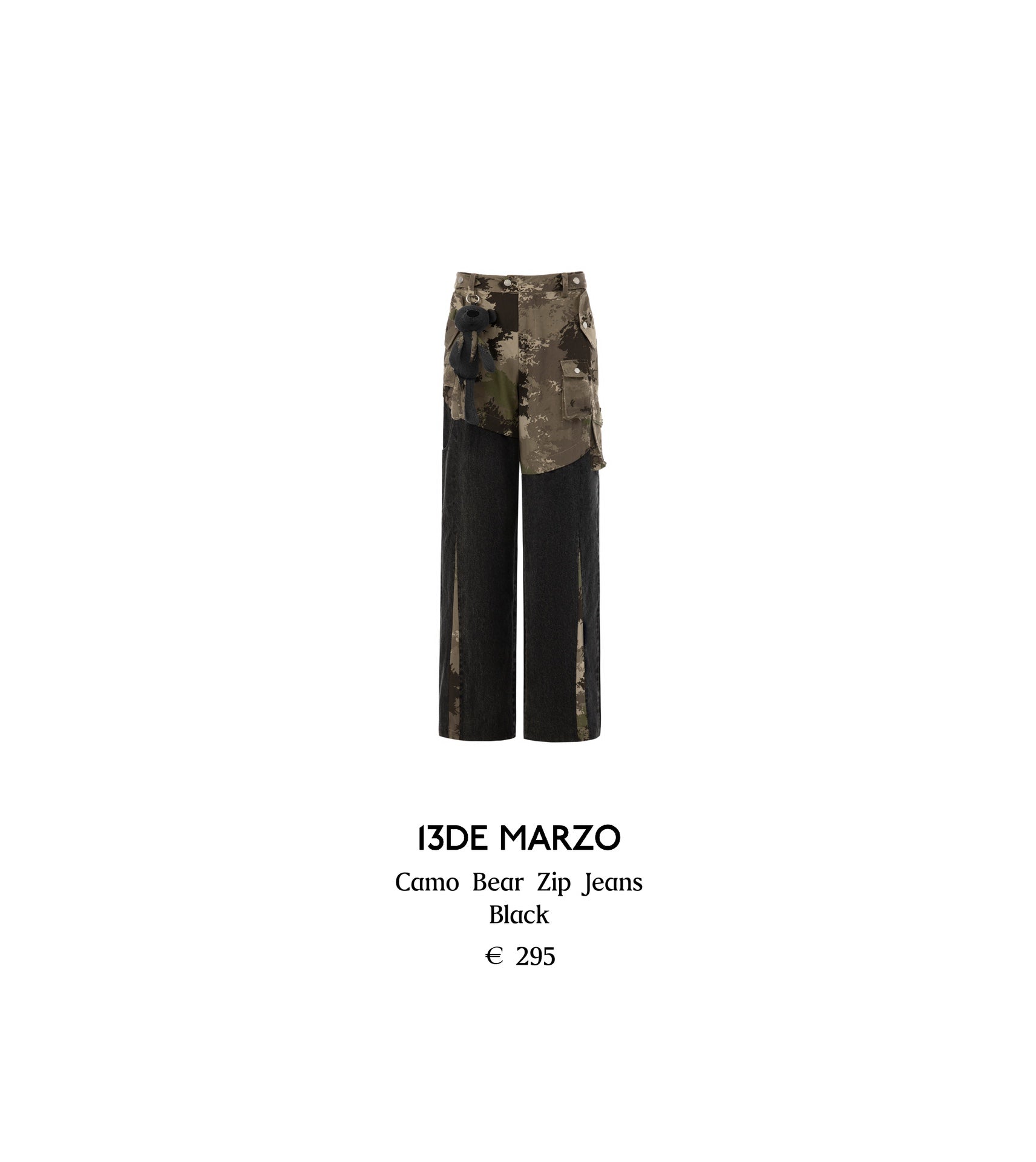 13DE MARZO Camo Bear Zip Jeans