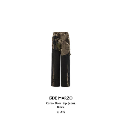 13DE MARZO Camo Bear Zip Jeans